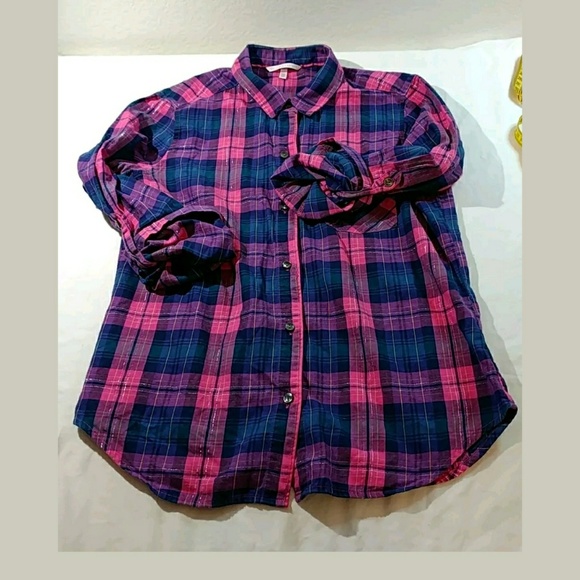 Victoria's Secret Pink Plaid Shirt Button Down - Picture 3 of 8
